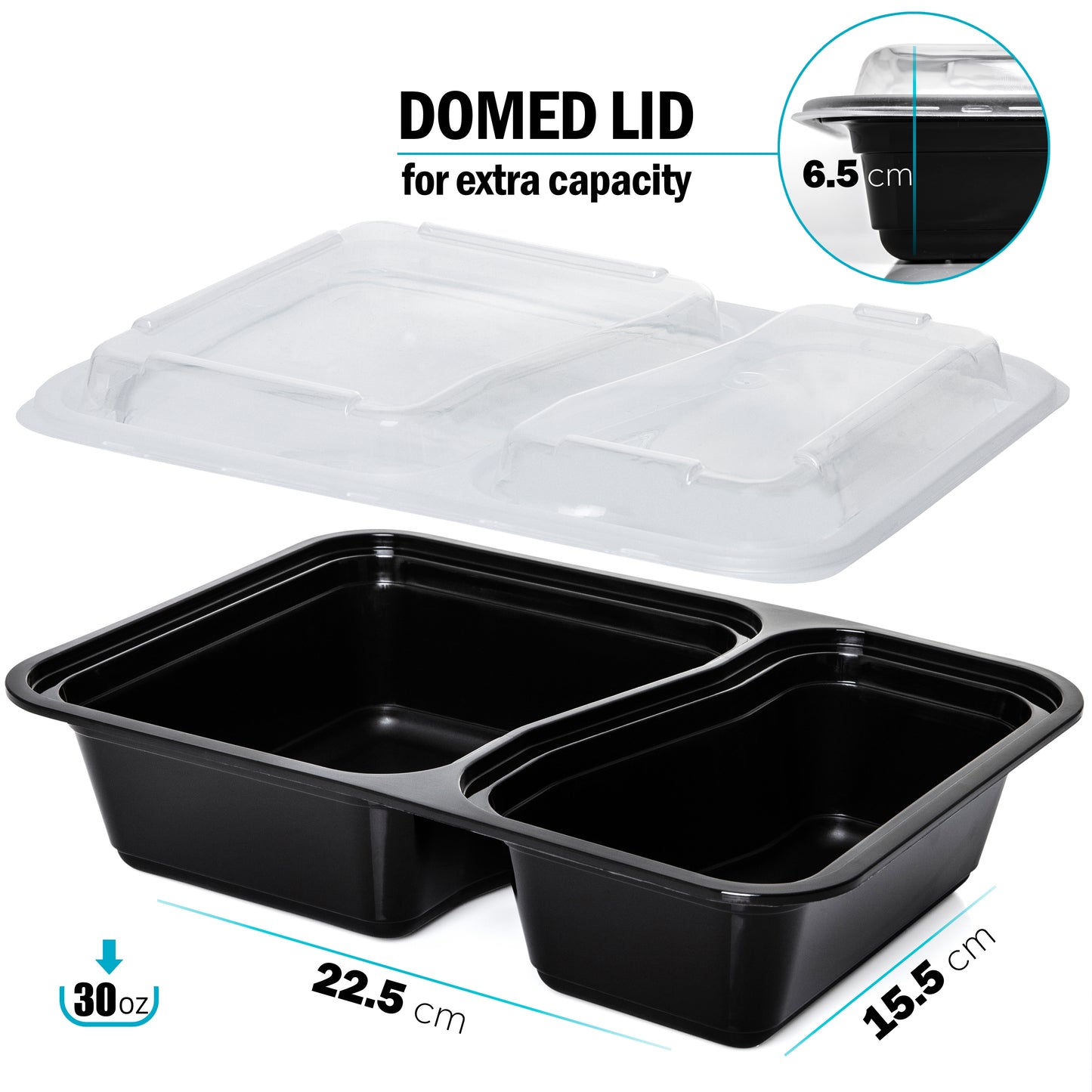 2 Compartment Meal Prep Food Containers with Airtight Lids