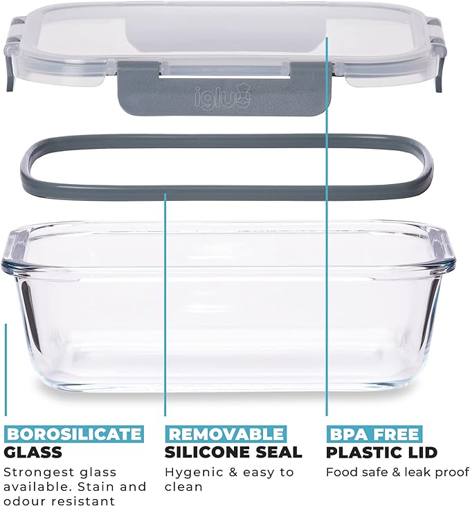 12-Set Glass Food Storage Container with Airtight Snap Locking Lids